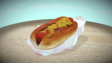 gros mordre acheter royalties libre 3d modèle ben lin coentreprise aliments chien chaud anniversaire pain Hot dog 3d print model - Mito3D