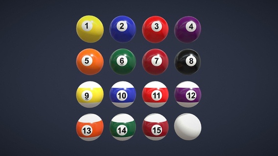billiard balls set - buy royalty free 3d model andrii sedykh andriisedykh toy 8 equipment table pool eight snooker cue cueball game sport ball 3d print model - Mito3D