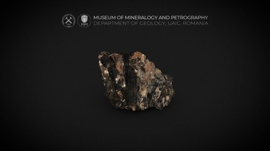black prismatic aegirine crystals matrix - 3d model museum mineralogy petrography uaic mineralogypetrographymuseum 7debe62 3d print model - Mito3D