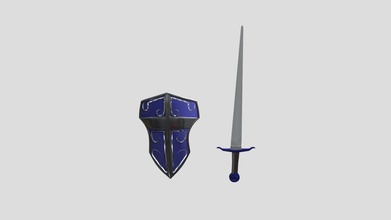 blue sword & shield - download free 3d model antyep tyep 1581d58 3d print model - Mito3D