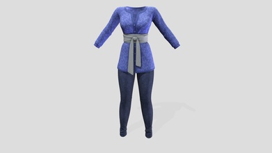 blue wrapped waist jeans outfit - buy royalty free 3d model 3dia eae87ec 3d print model - Mito3D