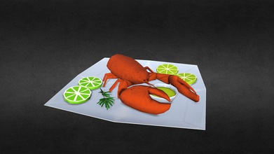 boiled lobster plate - download free 3d model yanabelaya d9880c5 lowpoly all food shares single texture butter lemon rosemary 3d print model - Mito3D