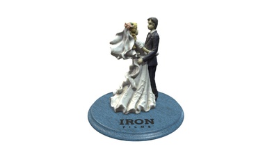 bride & groom wedding cake topper - 3d model iron films ironfilms 310d0b8 she gazes into eyes her loving his arms extended meet gorgeous contemporary vintage picture modern twist every detail boutonniere high-gloss shoes fashionable ball gown criss-cross bodice glamorous hairstyle decorative comb simply impeccable intricate details charming qualities each delicately prepared hand-painted figurine 3d print model - Mito3D