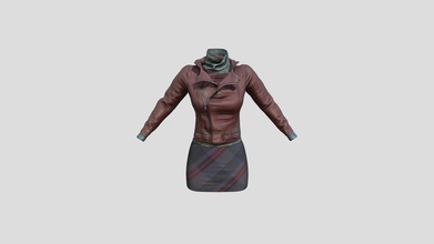 brown leather biker jacket scarf skirt outfit - buy royalty free 3d model 3dia 0c7ddff 3d print model - Mito3D