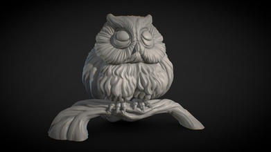bubu owl 3d printing miniature - buy royalty free model nerikson sculpt cute 3dprintable branch 3dprinting 3dprinters 3dprint-3dprintable 3dprint 3d print model - Mito3D