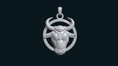 bull head bas-relief - buy royalty free 3d model skazok horns pendant mounted relief charm calf animal 3d print model - Mito3D
