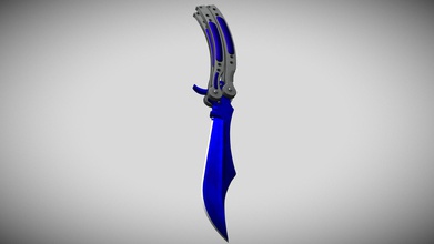 butterfly knife sapphire - buy royalty free 3d model p7po pipo07 53fee6d cs go pattern made autodesk maya textured rendered substance painter 3d print model - Mito3D