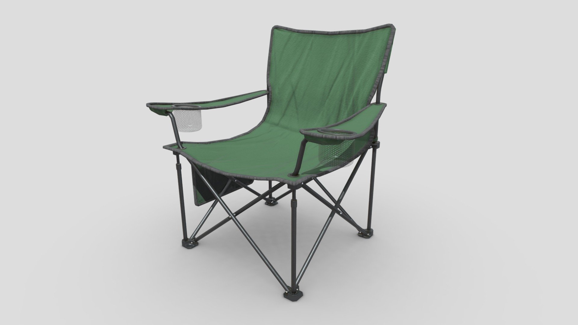 camping chair green - buy royalty free 3d model chakkitpp camping fishing picnic army comfortable seat folding camp travel furniture holiday outdoor sit journey rest nature fabric hike chair  3D print model - Mito3D
