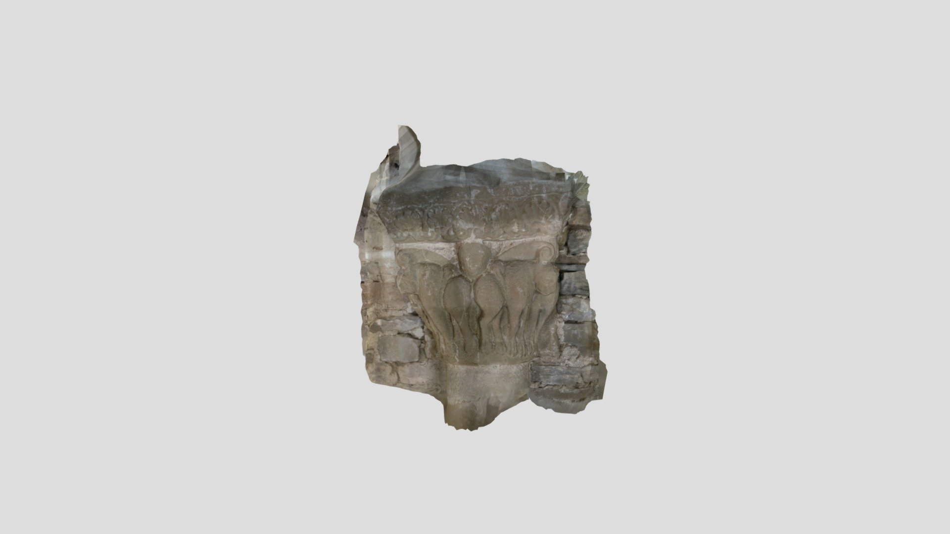 capitel rom nico leones piedra - 3d model pablosebastianfranco f0206a6 ermita san jacobo ruesta zaragoza arag n spain camino santiago 3D print model - Mito3D