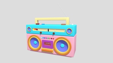 cartone animato boombox acquistare royalty gratuito 3d modello philip tempesta xingyun777 2908442 dispositivo altoparlante suono retrò elettronica attrezzature Audio basso boom microfono scatola mp3 3d print model - Mito3D