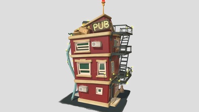 cartoon house pub - buy royalty free 3d model artsiom 812d0f8 3d print model - Mito3D