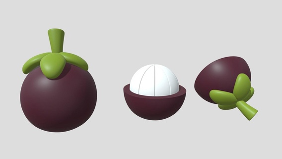 cartoon mangosteen fruit slice - buy royalty free 3d model philip storm xingyun777 green plant food toon organic prop item icon carrot fresh nature vegetable thai healthy game poly 3d print model - Mito3D