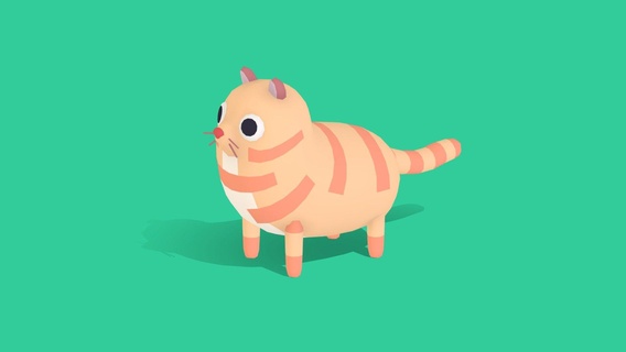 cat - quirky series buy royalty free 3d model omabuarts studio toon cute feline fluffy furry meow animal stylized 3d print model - Mito3D