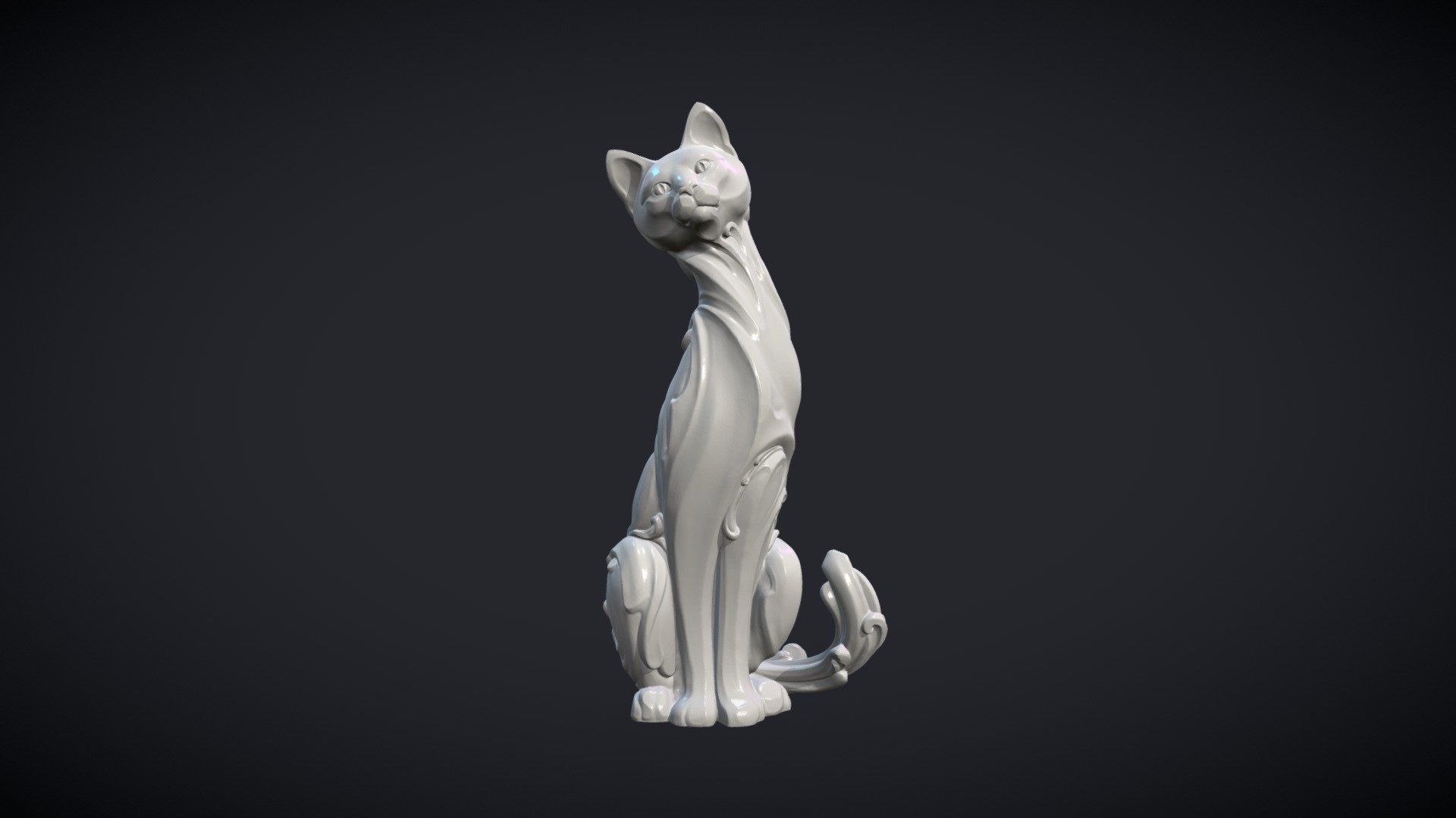 gato figurilla comprar realeza gratis 3d modelo skazok moderno florido diablo pergaminos Delgado estatua barroco art nouveau Arte decoración 3D print model - Mito3D