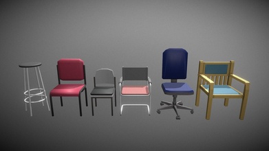 chair set low poly acheter royalties libre 3d modèle 3dhaupt dennish2010 7b4233a 3d print model - Mito3D
