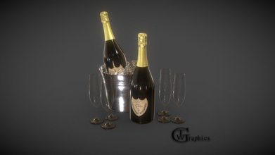 champagne flutes & ice bucket - buy royalty free 3d model trevorwgraphics b096ff9 3d print model - Mito3D