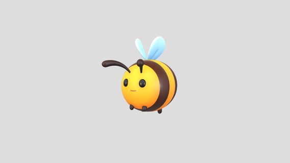 character202 bal arısı satın almak telif Bedava 3d model Balucg böcek toon Şirin küçük stil oyuncak maskot yaban kraliçe vızıltı gümbürdemek karakter karikatür uçmak hayvan canavar 3d print model - Mito3D