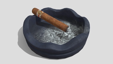 cigar ashtray used - buy royalty free 3d model 3d-mesh-factory aka glowbox designs ra3id 71e519a filled ash single resting within great prop bar club shop period piece 3d print model - Mito3D