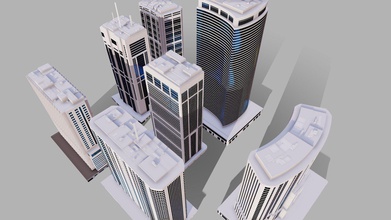 city builder kit 1 - buy royalty free 3d model giimann d0a5712 7 skyscrapers 3d print model - Mito3D