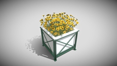 city flower pot sunflowers - buy royalty free 3d model vis-all-3d vis-all ce9555a flowers 3dhaupt city-probs flower-planters low-poly-green 3d print model - Mito3D