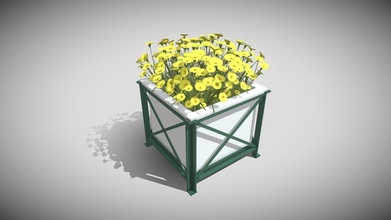city flower pot yellow flowers - buy royalty free 3d model vis-all-3d vis-all dandelion low-poly-model low-poly-blender 3dhaupt city-probs low-poly flower-planters 3d print model - Mito3D