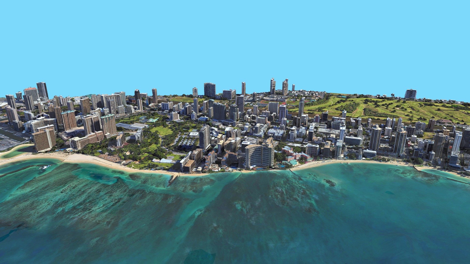 paesaggio urbano honolulu Hawaii acquistare royalty gratuito 3d modello libanciel hawaiano maggiore architettura città highrise building 3D print model - Mito3D