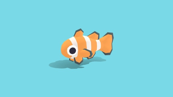 clownfish - quirky series buy royalty free 3d model omabuarts studio fish cute clown pet wild vr ar gamedev water lowpoly animal simple sea 3d print model - Mito3D