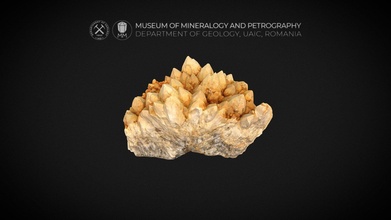 cluster quartz crystals covered limonite - 3d model museum mineralogy petrography uaic mineralogypetrographymuseum efa038f 3d print model - Mito3D