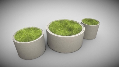 concrete pipe pots grass - buy royalty free 3d model vis-all-3d vis-all 09e6349 3d print model - Mito3D