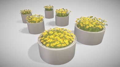 concrete pipe pots small sunflowers - buy royalty free 3d model vis-all-3d vis-all 447869e 3d print model - Mito3D