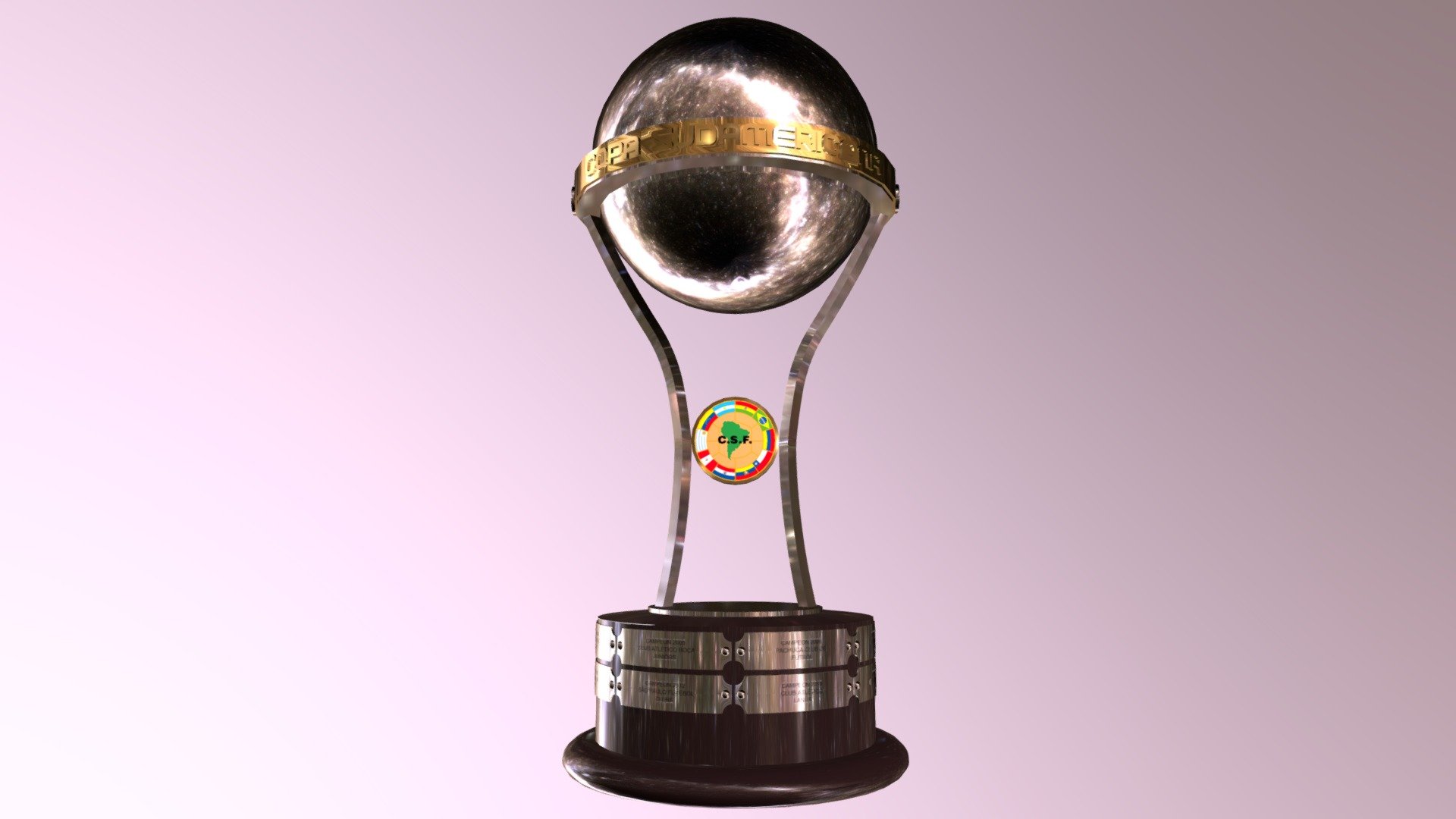 copa sudamericana - download free 3d model andr s r andres dae9530 trophy second most important tournament football clubs south america plaques pedestal only updated till 2016 3D print model - Mito3D