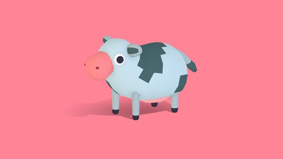 cow - quirky series buy royalty free 3d model omabuarts studio toon cute pet moo farm animal stylized animated simple rigged 3d print model - Mito3D