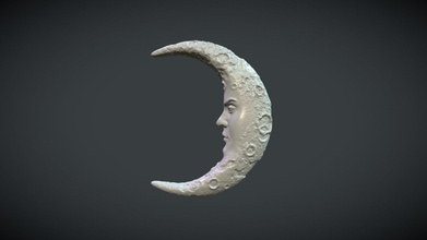 crescent face - buy royalty free 3d model skazok asteroid sky astronomy night luna galaxy star galactic constellation cosmos meteoroid space selestial 3d print model - Mito3D