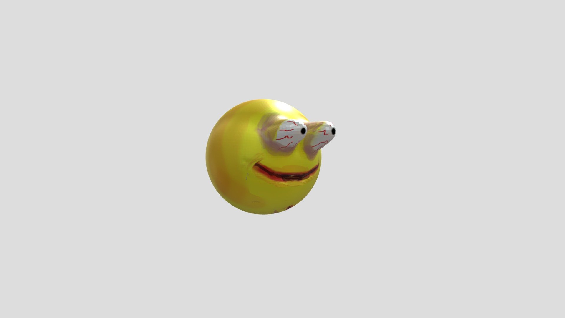 3d render of haunting, nightmarish, cursed crying emoji with realistic  details