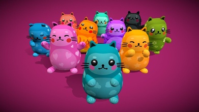 cute cartoon cats - buy royalty free 3d model deko ai 44e8e86 3d print model - Mito3D