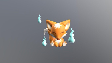 cute kitsune fox - download free 3d model zhi ying zhiying-loo 1292514 animal modelled assignment 3d print model - Mito3D