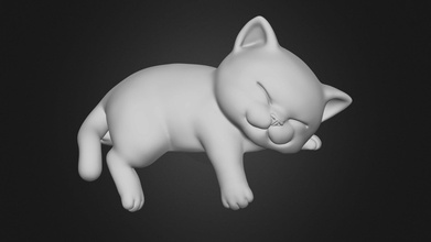 cute sleepy kitten - buy royalty free 3d model seberdra fc40dee 3d print model - Mito3D