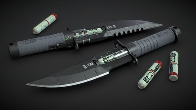 Cyberpunk Messer druckbar Kaufen Lizenzgebühren frei 3d Modell Digital Strider Rafabaddini 7a15c05 3dprintable Lowpoly scifi Gameasset strukturiert 3d print model - Mito3D