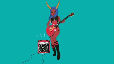 demon girl playing guitar - download free 3d model jesus aponza jesusaponza 06261f6 3d print model - Mito3D