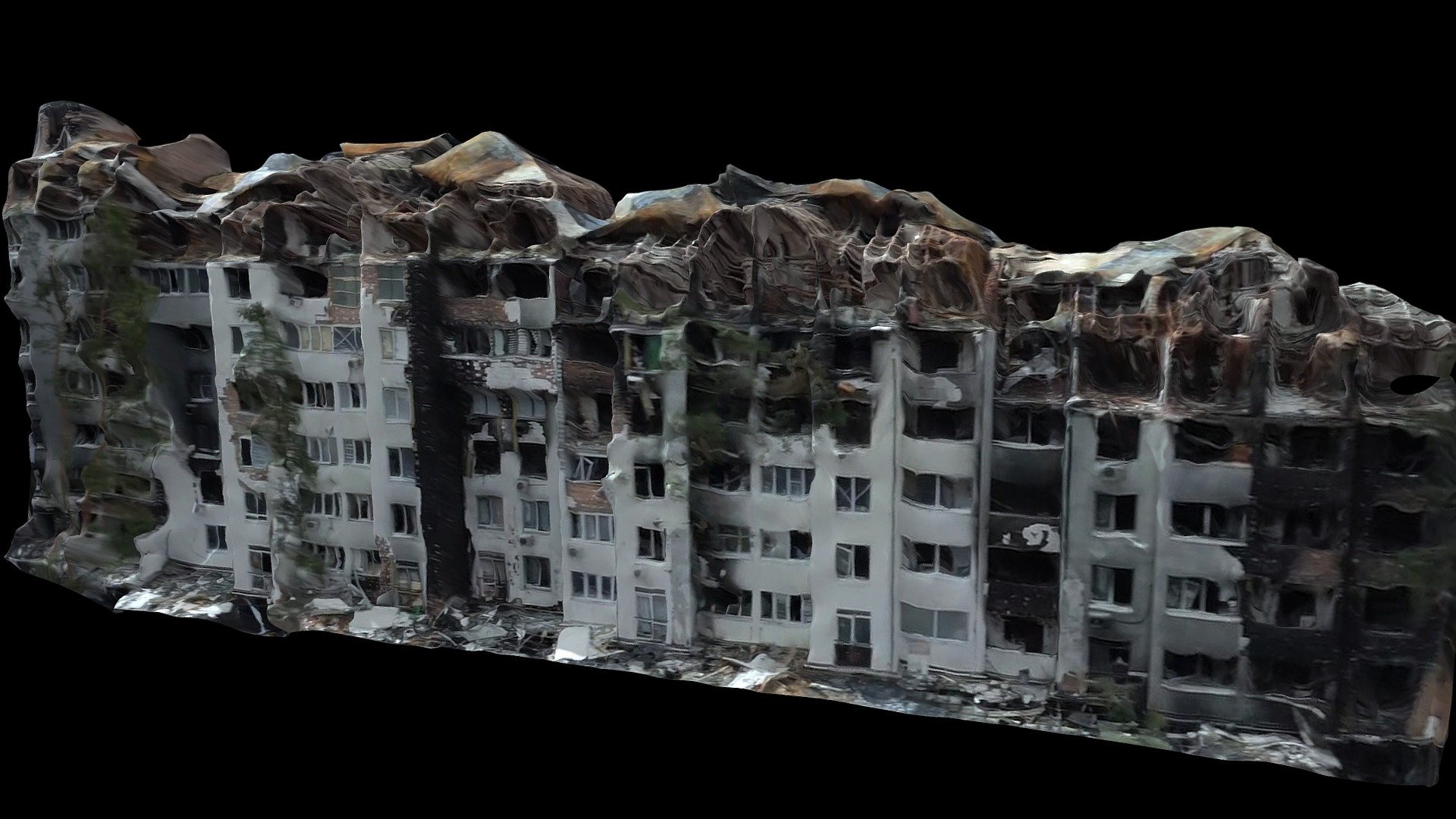 zerstört Gebäude Kiew kyiv Ukraine 2022 Kaufen Lizenzgebühren frei 3d Modell libanciel Russisch Zerstörung Invasion Anschläge Photogrammetrie Krieg budivli 3D print model - Mito3D