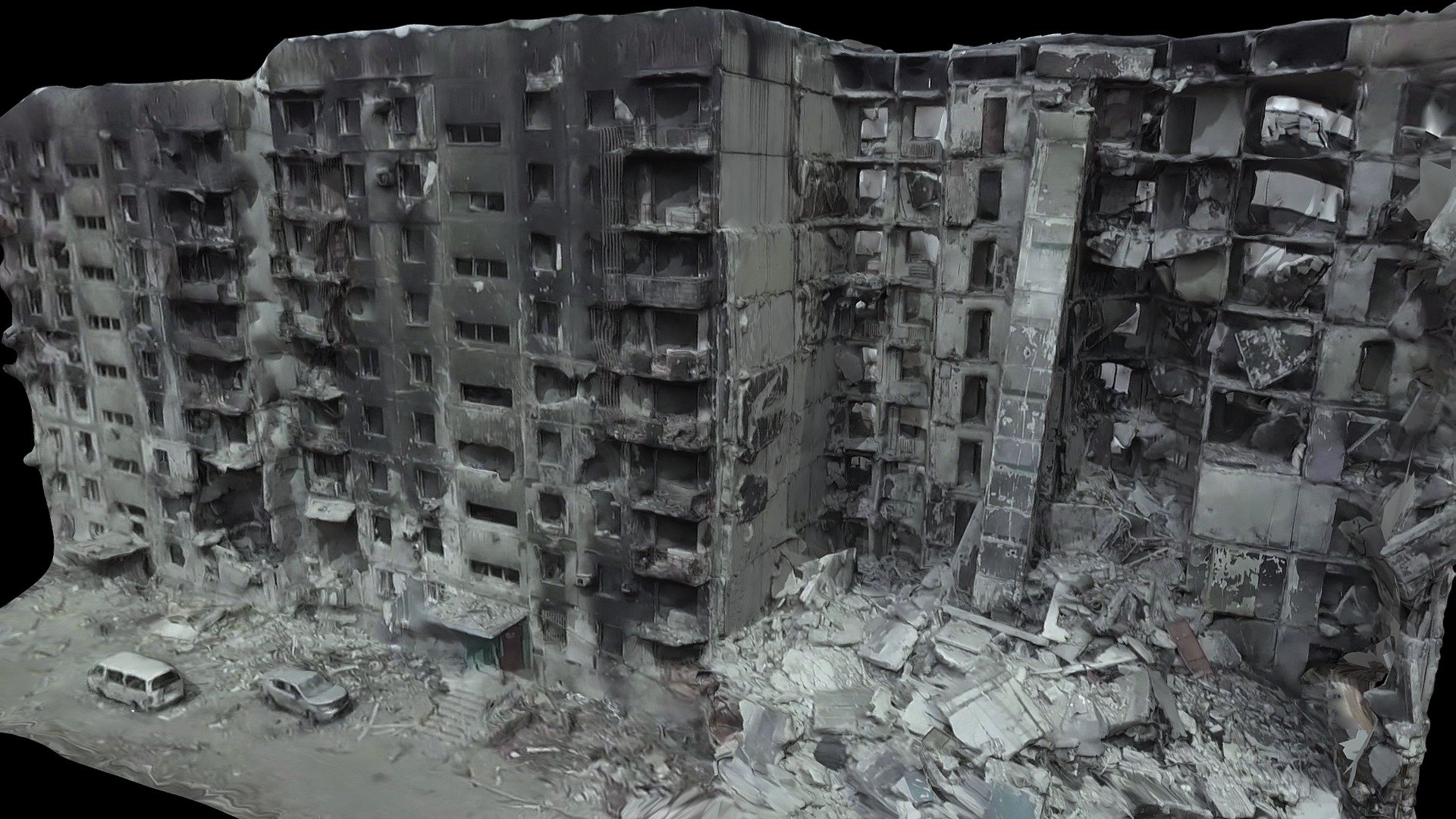 destruido edificios mariupol Ucrania comprar realeza gratis 3d modelo libanciel ruso destrucción invasión ataques guerra budivli arruinado 3D print model - Mito3D