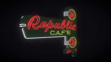 distressed republic cafe sign - 3d model hannahhall c6d36a9 3d print model - Mito3D