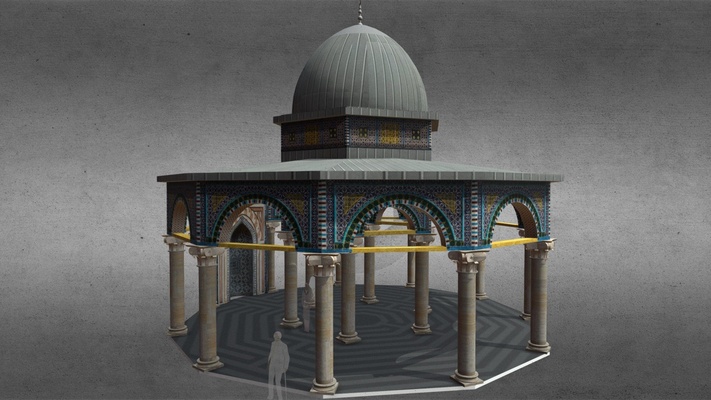 dome of chain jerusalem haram al-sharif - buy royalty free 3d model by myles zhang mdzhang muslim israel heritage shrine palestine mosque unesco rock sacred sites arabic architecture 3d print model - Mito3D