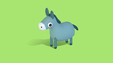 don donkey - quirky series buy royalty free 3d model omabuarts studio toon cute b3d animals blender3d poly animated simple rigged 3d print model - Mito3D