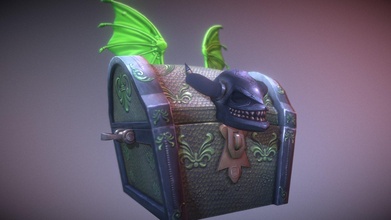 dragon chest - buy royalty free 3d model nextsteprpg rpg dungeon legend demon painted mob ready vr ar treasure exploration enemy character game witch poly fantasy halloween spooky hand gold horror evil 3d print model - Mito3D