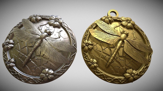 yusufçuk madalyon döküm satın almak telif Bedava 3d model Spartalı acele mücevher takı kolye gümüş toka kelebek yazdırılabilir broş profil sarkık Coulomb altın 3d print model - Mito3D