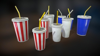 drink cups game ready - 3d model evanchiu c5307ad 3d print model - Mito3D