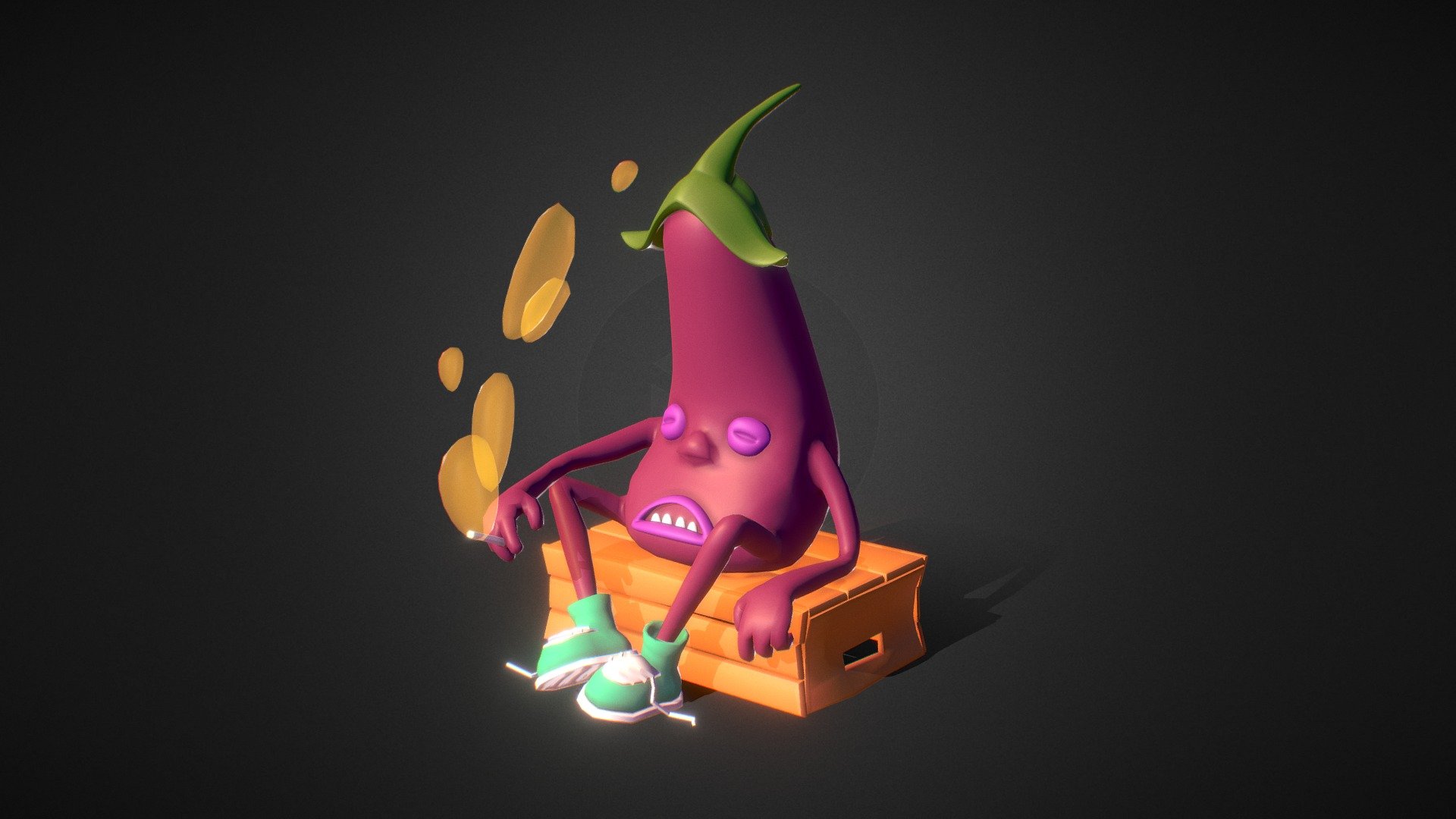 eggplant smoking - download free 3d model felipe blanco fblancodesign f1edab3 3D print model - Mito3D