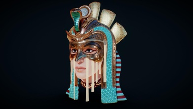 Ägypten Maske Kleopatra Kaufen Lizenzgebühren frei 3d Modell dsv86 Frau Artefakt Ägyptologie Charakter Design model3d Gold 3d print model - Mito3D