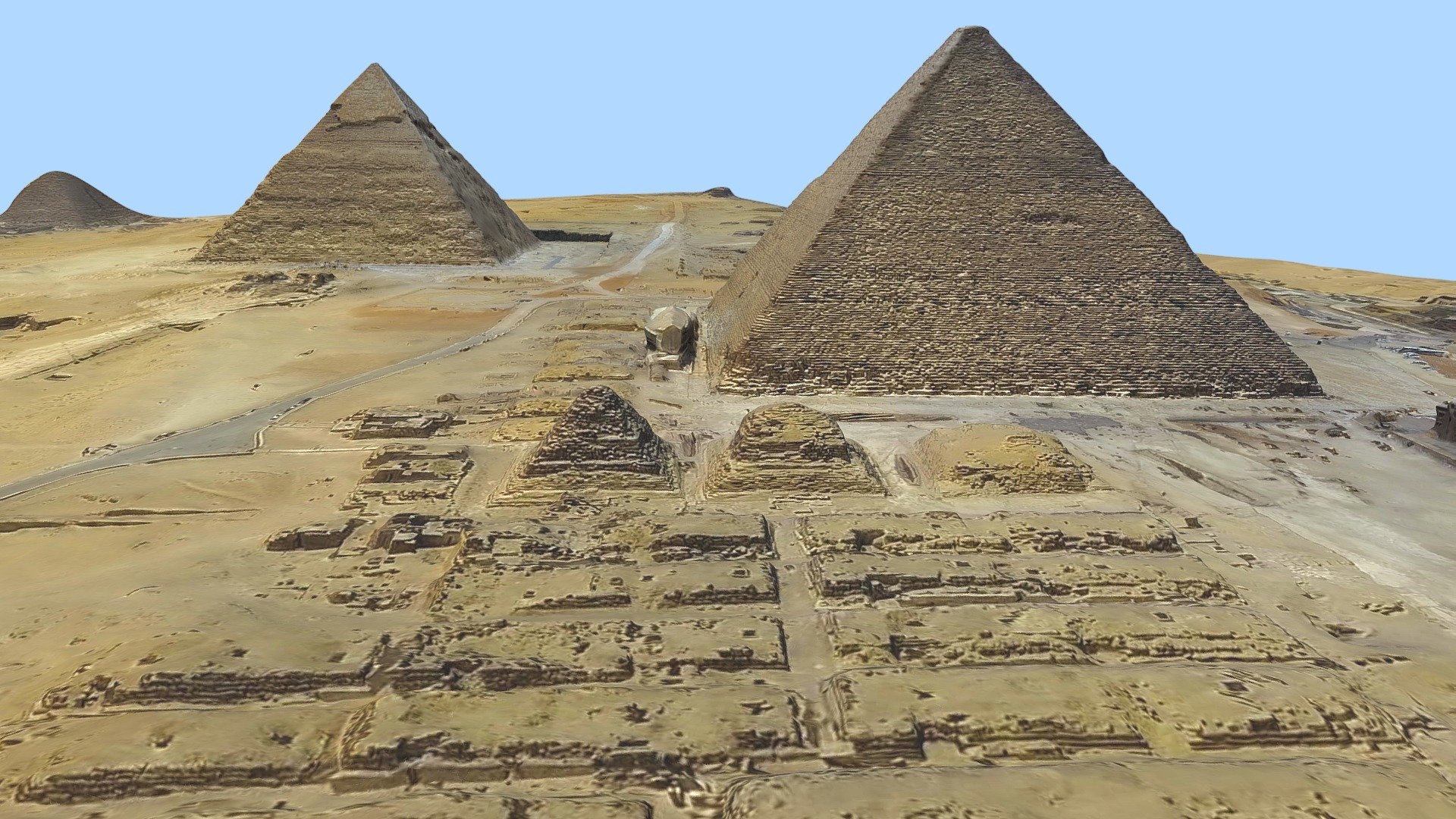 egyptian pyramids giza cairo-egypt - buy royalty free 3d model libanciel egypt monument huge heritage travel egyptian maquette ionic great print landmarks sphinx pyramids giza granite tourism unesco tourist cairo oldbuilding modeling photogrammetry 3d model structure basalte before-christ 3D print model - Mito3D